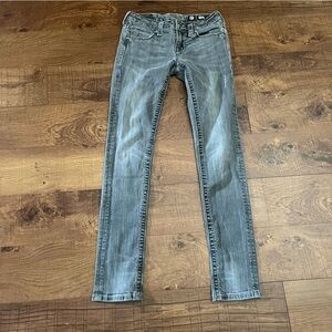 Miss me Womens skinny jeans Sz 27 waist black gray distressed frayed embellished